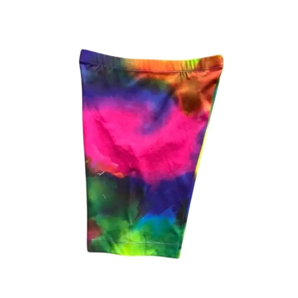 Vintage 80s 90s Goobeez Neon Splash Bike Shorts Cotton Spandex Medium